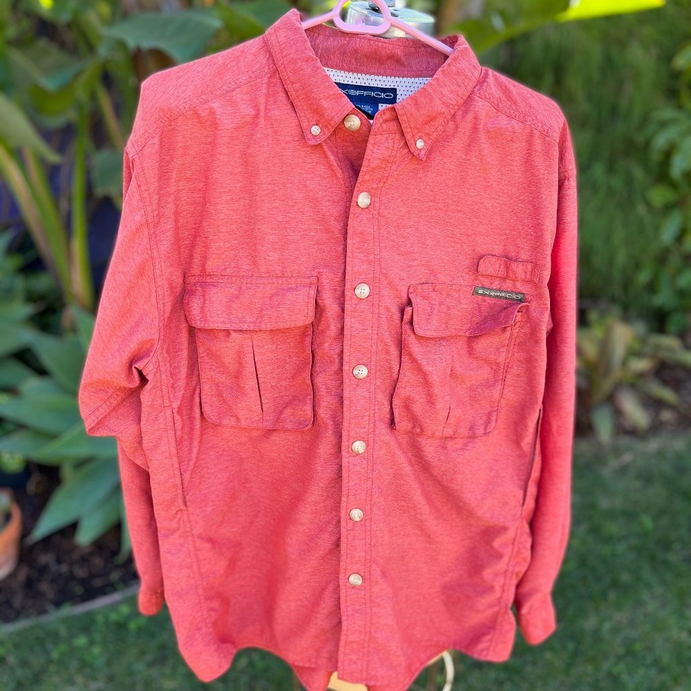 ExOfficio Air Strip Long-Sleeve Shirt Men's Large Rust Color